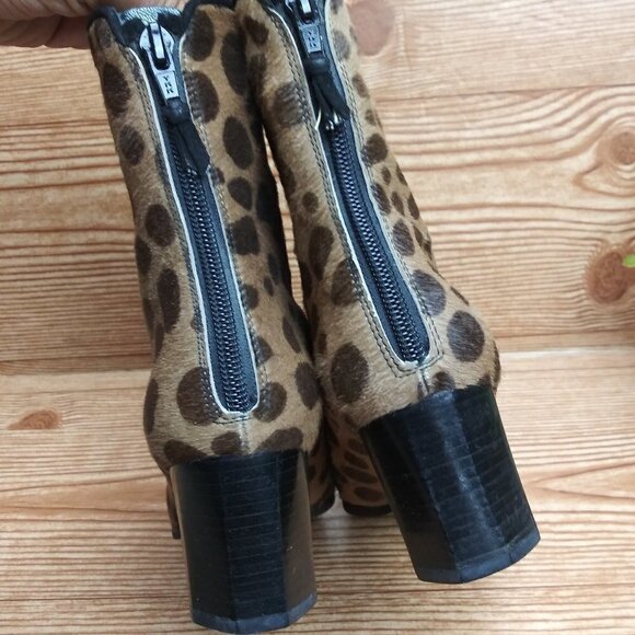 Stuart Weitzman Ponyhair Ankle Boots woman size 6M Brown Animal Print block heel - Picture 8 of 13